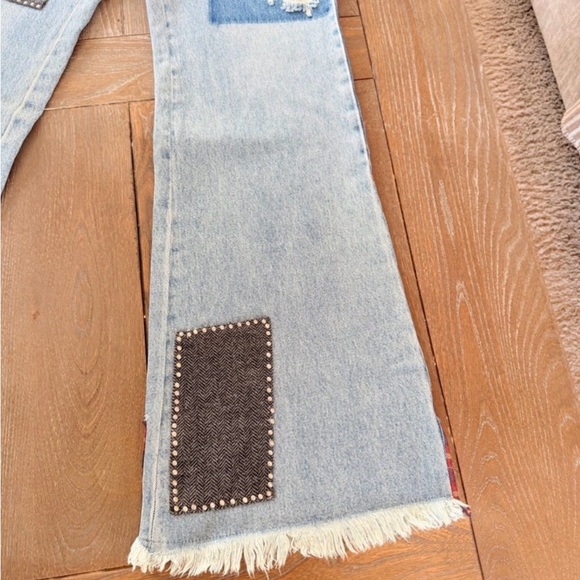 Free People We The Free Patchwork Flare Jeans Womens 30 Blue NWT - Picture 3 of 7